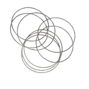 Silvertone Metal Coil Linking Multi Strand Bracelet Set